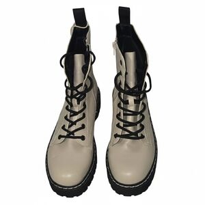 Sincerely Jules Cream Lace-Up Boots (Not Used)